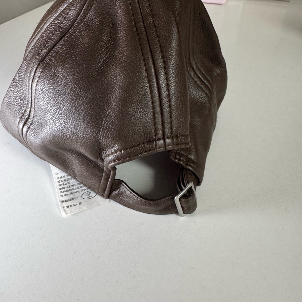 Abercrombie & Fitch Brown Faux Leather Baseball Cap, adjustable - Picture 4 of 6